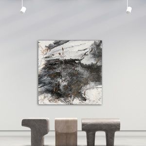 Black Silver Grey Abstract Art Print